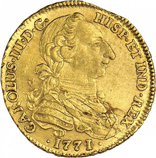 4 Escudos Obverse Image minted in SPAIN in 1771VJ (1759-88  -  CARLOS III)  - The Coin Database