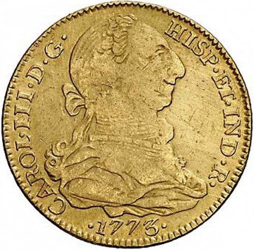 4 Escudos Obverse Image minted in SPAIN in 1773CF (1759-88  -  CARLOS III)  - The Coin Database