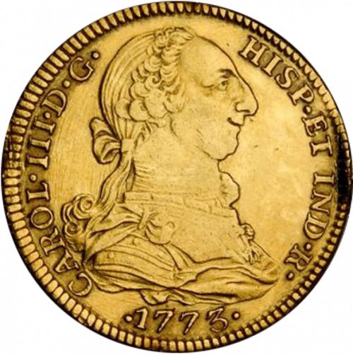 4 Escudos Obverse Image minted in SPAIN in 1773FM (1759-88  -  CARLOS III)  - The Coin Database