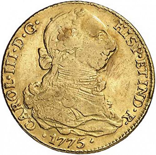 4 Escudos Obverse Image minted in SPAIN in 1775DA (1759-88  -  CARLOS III)  - The Coin Database