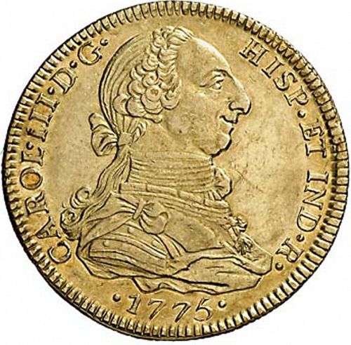 4 Escudos Obverse Image minted in SPAIN in 1775FM (1759-88  -  CARLOS III)  - The Coin Database