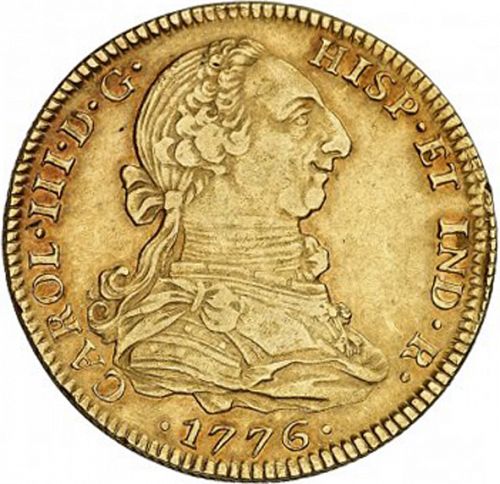 4 Escudos Obverse Image minted in SPAIN in 1776FM (1759-88  -  CARLOS III)  - The Coin Database