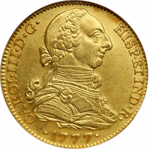 4 Escudos Obverse Image minted in SPAIN in 1777CF (1759-88  -  CARLOS III)  - The Coin Database