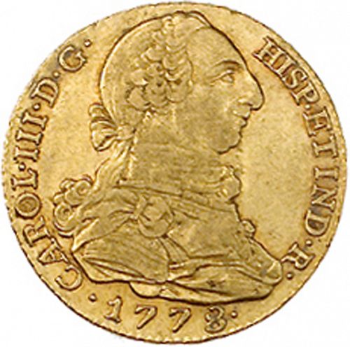 4 Escudos Obverse Image minted in SPAIN in 1778PJ (1759-88  -  CARLOS III)  - The Coin Database