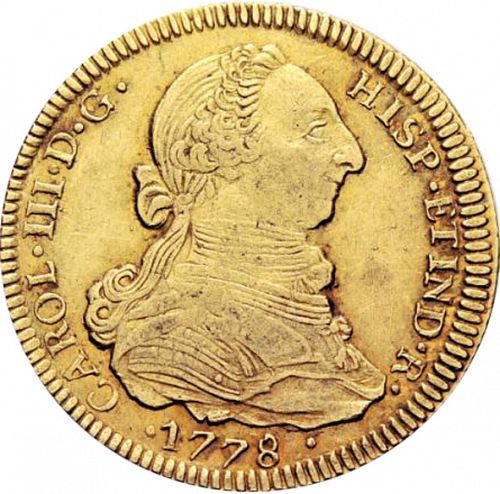 4 Escudos Obverse Image minted in SPAIN in 1778P (1759-88  -  CARLOS III)  - The Coin Database