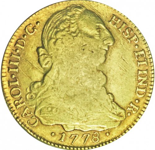 4 Escudos Obverse Image minted in SPAIN in 1778SF (1759-88  -  CARLOS III)  - The Coin Database