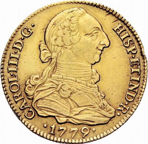4 Escudos Obverse Image minted in SPAIN in 1779CF (1759-88  -  CARLOS III)  - The Coin Database