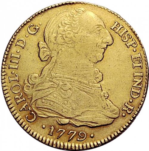 4 Escudos Obverse Image minted in SPAIN in 1779SF (1759-88  -  CARLOS III)  - The Coin Database