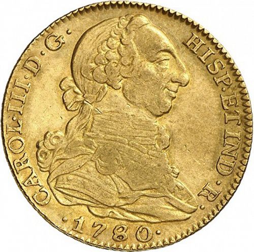 4 Escudos Obverse Image minted in SPAIN in 1780PJ (1759-88  -  CARLOS III)  - The Coin Database