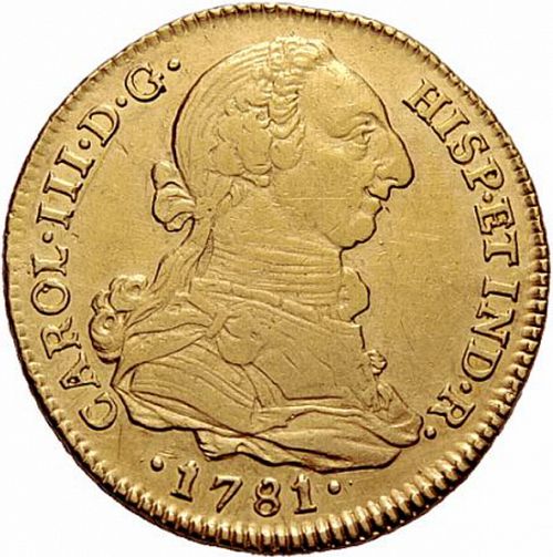 4 Escudos Obverse Image minted in SPAIN in 1781CF (1759-88  -  CARLOS III)  - The Coin Database