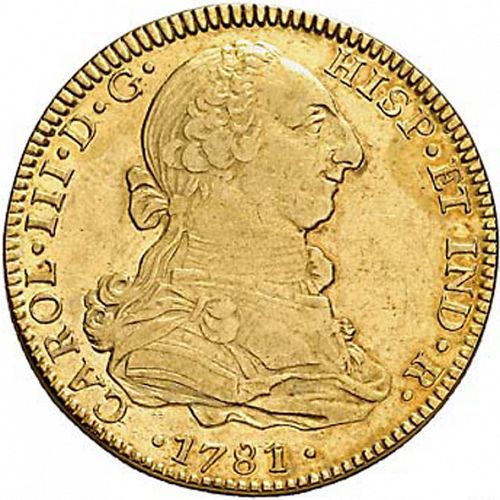 4 Escudos Obverse Image minted in SPAIN in 1781FF (1759-88  -  CARLOS III)  - The Coin Database