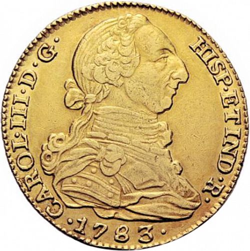 4 Escudos Obverse Image minted in SPAIN in 1783JD (1759-88  -  CARLOS III)  - The Coin Database