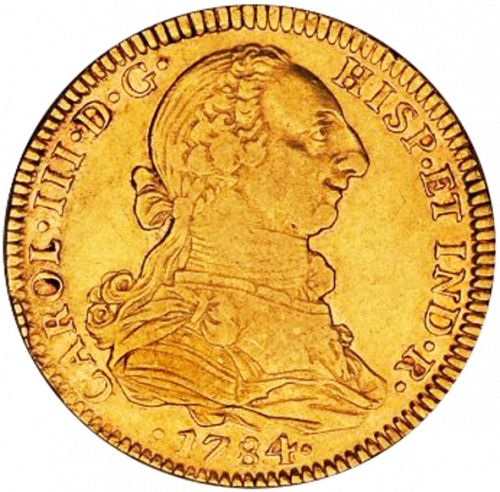 4 Escudos Obverse Image minted in SPAIN in 1784FM (1759-88  -  CARLOS III)  - The Coin Database