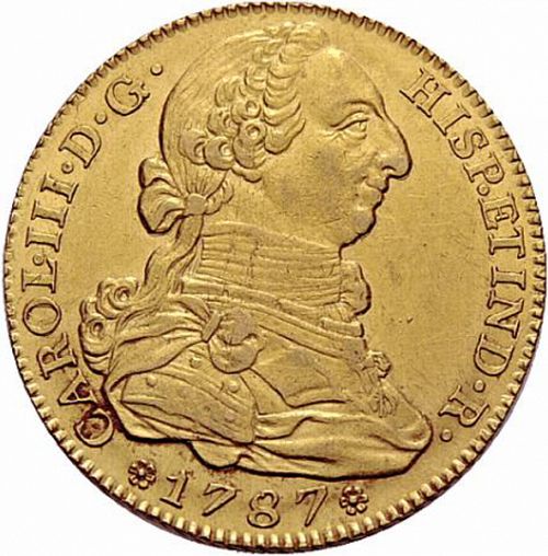 4 Escudos Obverse Image minted in SPAIN in 1787DV (1759-88  -  CARLOS III)  - The Coin Database