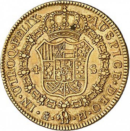 4 Escudos Reverse Image minted in SPAIN in 1772PJ (1759-88  -  CARLOS III)  - The Coin Database