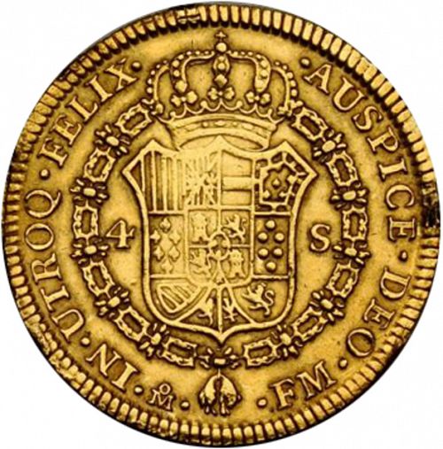 4 Escudos Reverse Image minted in SPAIN in 1773FM (1759-88  -  CARLOS III)  - The Coin Database