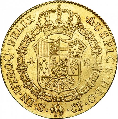4 Escudos Reverse Image minted in SPAIN in 1774CF (1759-88  -  CARLOS III)  - The Coin Database