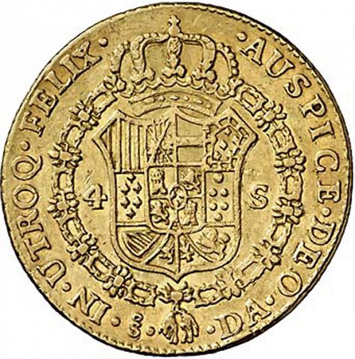 4 Escudos Reverse Image minted in SPAIN in 1775DA (1759-88  -  CARLOS III)  - The Coin Database