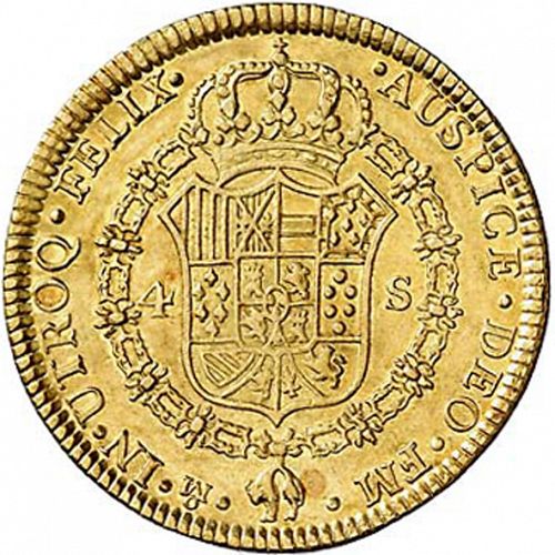 4 Escudos Reverse Image minted in SPAIN in 1775FM (1759-88  -  CARLOS III)  - The Coin Database