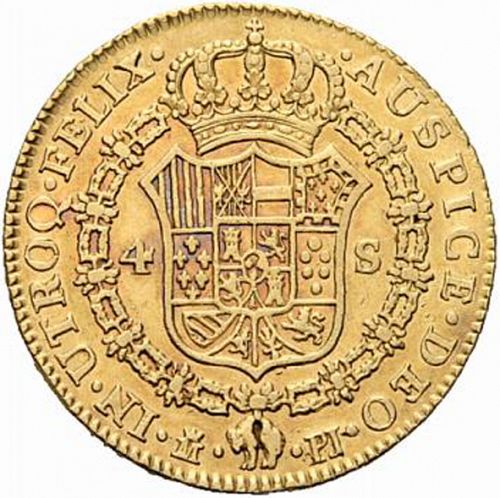 4 Escudos Reverse Image minted in SPAIN in 1775PJ (1759-88  -  CARLOS III)  - The Coin Database