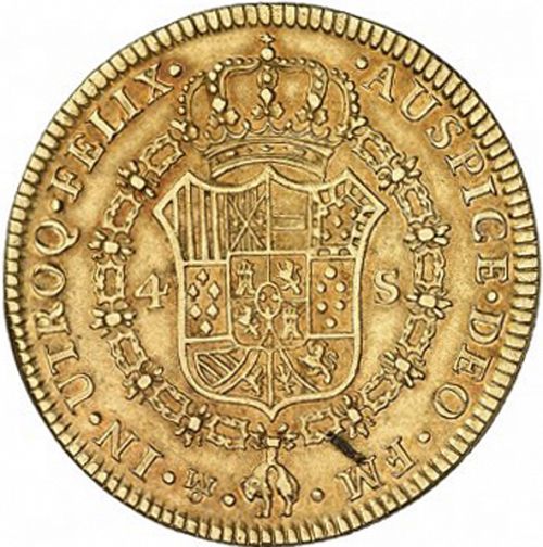 4 Escudos Reverse Image minted in SPAIN in 1776FM (1759-88  -  CARLOS III)  - The Coin Database