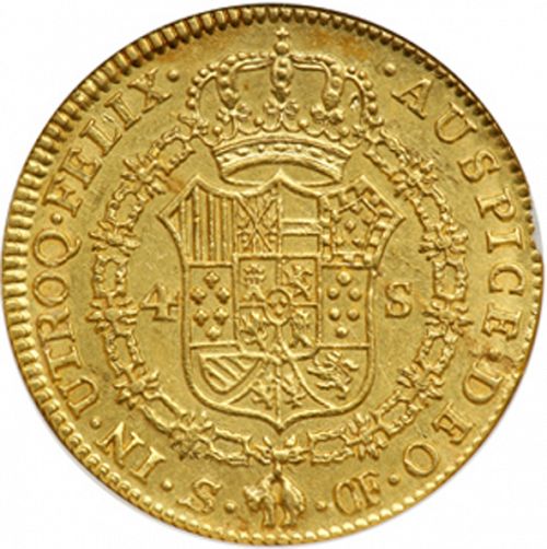 4 Escudos Reverse Image minted in SPAIN in 1777CF (1759-88  -  CARLOS III)  - The Coin Database