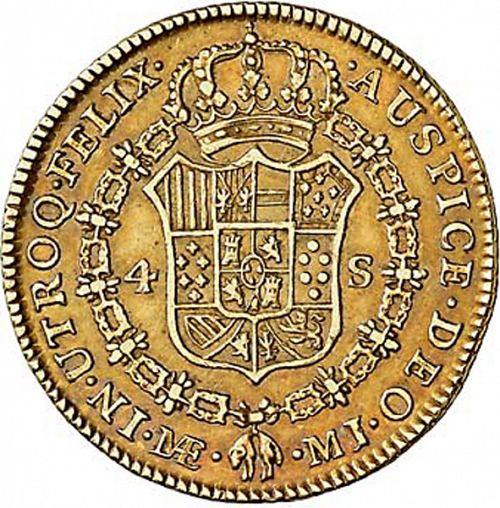 4 Escudos Reverse Image minted in SPAIN in 1777MJ (1759-88  -  CARLOS III)  - The Coin Database