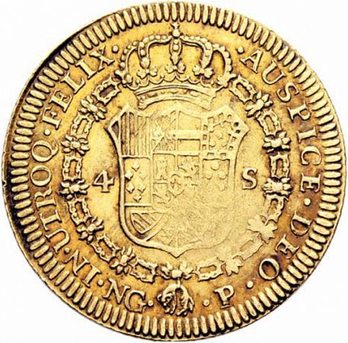 4 Escudos Reverse Image minted in SPAIN in 1778P (1759-88  -  CARLOS III)  - The Coin Database