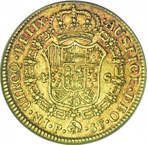 4 Escudos Reverse Image minted in SPAIN in 1778SF (1759-88  -  CARLOS III)  - The Coin Database