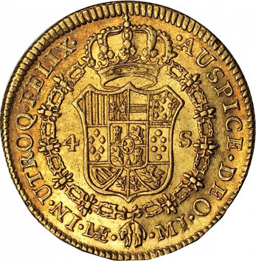 4 Escudos Reverse Image minted in SPAIN in 1779MJ (1759-88  -  CARLOS III)  - The Coin Database