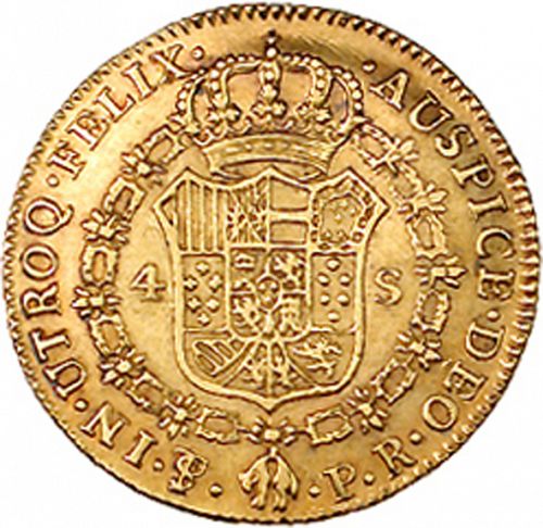4 Escudos Reverse Image minted in SPAIN in 1779PR (1759-88  -  CARLOS III)  - The Coin Database
