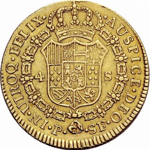 4 Escudos Reverse Image minted in SPAIN in 1779SF (1759-88  -  CARLOS III)  - The Coin Database