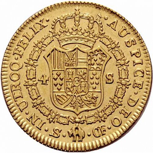 4 Escudos Reverse Image minted in SPAIN in 1781CF (1759-88  -  CARLOS III)  - The Coin Database