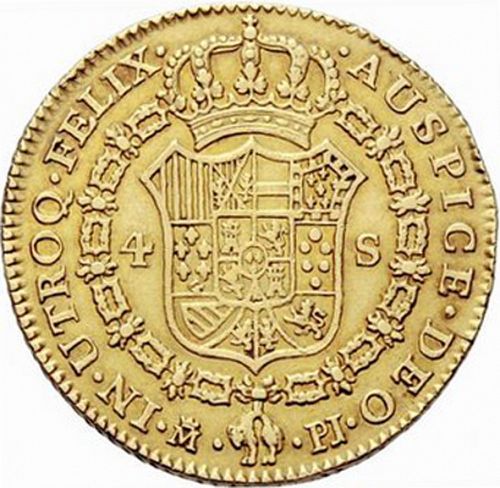 4 Escudos Reverse Image minted in SPAIN in 1781PJ (1759-88  -  CARLOS III)  - The Coin Database