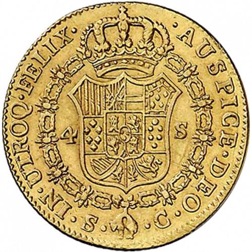4 Escudos Reverse Image minted in SPAIN in 1784C (1759-88  -  CARLOS III)  - The Coin Database