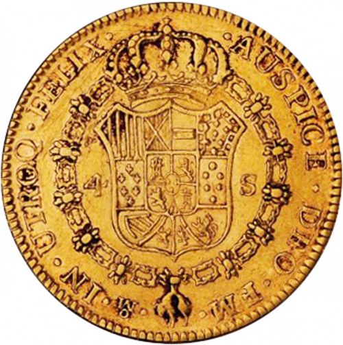 4 Escudos Reverse Image minted in SPAIN in 1784FM (1759-88  -  CARLOS III)  - The Coin Database