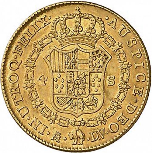 4 Escudos Reverse Image minted in SPAIN in 1785DV (1759-88  -  CARLOS III)  - The Coin Database