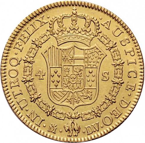 4 Escudos Reverse Image minted in SPAIN in 1786DV (1759-88  -  CARLOS III)  - The Coin Database