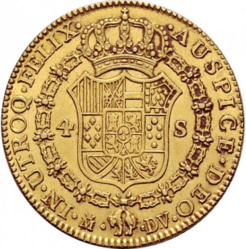 4 Escudos Reverse Image minted in SPAIN in 1787DV (1759-88  -  CARLOS III)  - The Coin Database