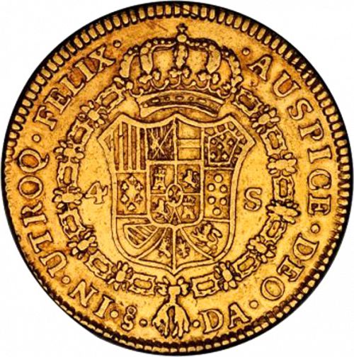 4 Escudos Reverse Image minted in SPAIN in 1788DA (1759-88  -  CARLOS III)  - The Coin Database