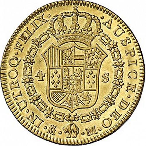 4 Escudos Reverse Image minted in SPAIN in 1788M (1759-88  -  CARLOS III)  - The Coin Database