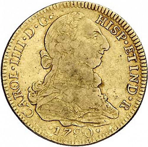 4 Escudos Obverse Image minted in SPAIN in 1790FM (1788-08  -  CARLOS IV)  - The Coin Database