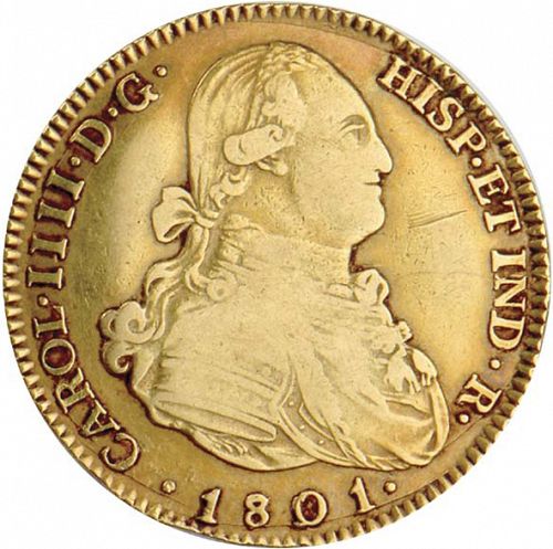4 Escudos Obverse Image minted in SPAIN in 1801FA (1788-08  -  CARLOS IV)  - The Coin Database