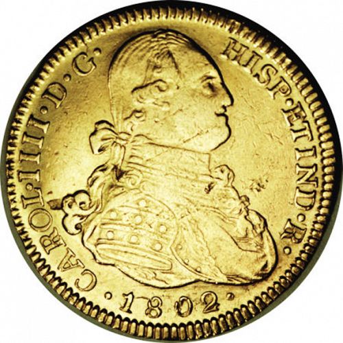 4 Escudos Obverse Image minted in SPAIN in 1802PP (1788-08  -  CARLOS IV)  - The Coin Database