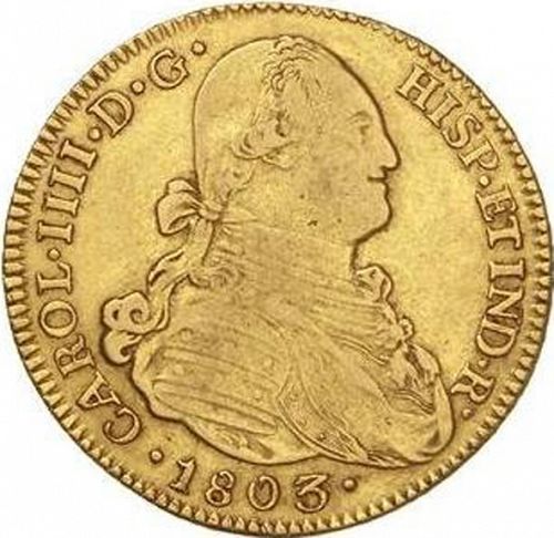 4 Escudos Obverse Image minted in SPAIN in 1803PJ (1788-08  -  CARLOS IV)  - The Coin Database
