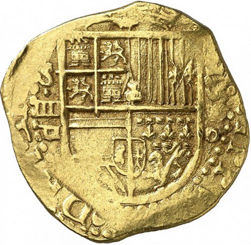4 Escudos Obverse Image minted in SPAIN in 1590D (1556-98  -  FELIPE II)  - The Coin Database