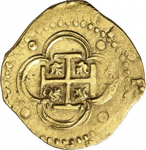 4 Escudos Reverse Image minted in SPAIN in 1590D (1556-98  -  FELIPE II)  - The Coin Database