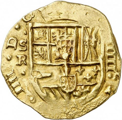 4 Escudos Obverse Image minted in SPAIN in 1639R (1621-65  -  FELIPE IV)  - The Coin Database