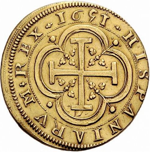 4 Escudos Reverse Image minted in SPAIN in 1651I (1621-65  -  FELIPE IV)  - The Coin Database