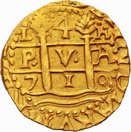 4 Escudos Obverse Image minted in SPAIN in 1710H (1700-46  -  FELIPE V)  - The Coin Database